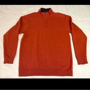 Columbia Orange Fleece Sweatshirt 1/4 Zip Pullover Men Size Large Hiking EUC